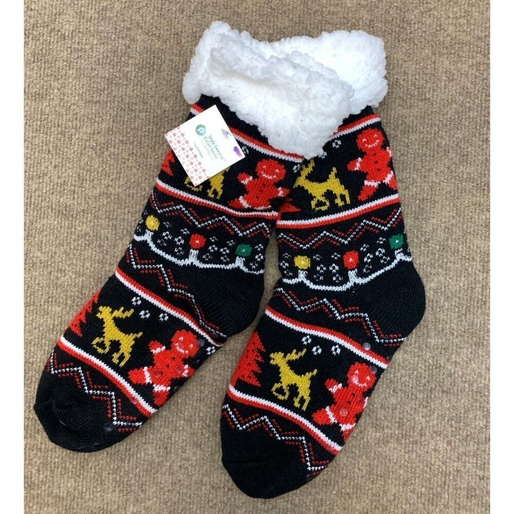 Christmas Cabin Socks Womens 9-11 Holiday Sherpa Cozy Non-Slip Thermal Knit